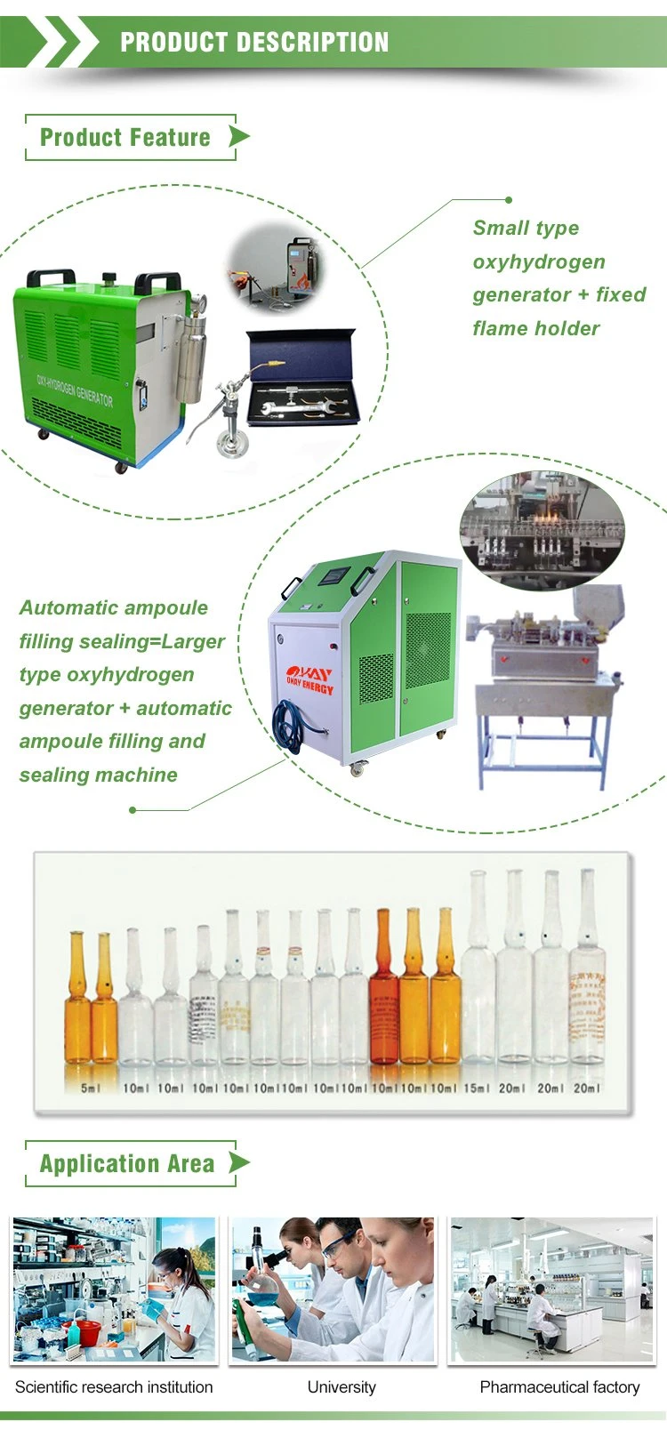 Pharmaceutical Cosmetic Laboratory Oxyhydrogen Flame Glass Ampoule Bottle Filling Sealing Machine